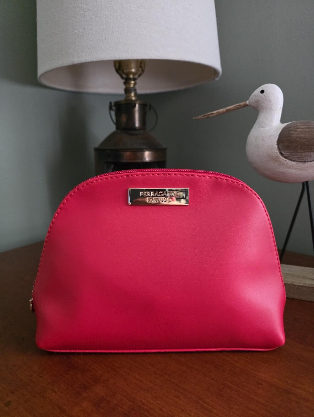 Ferragamo Parfums Cherry Red Cosmetic Makeup Bag Travel Case Pouch